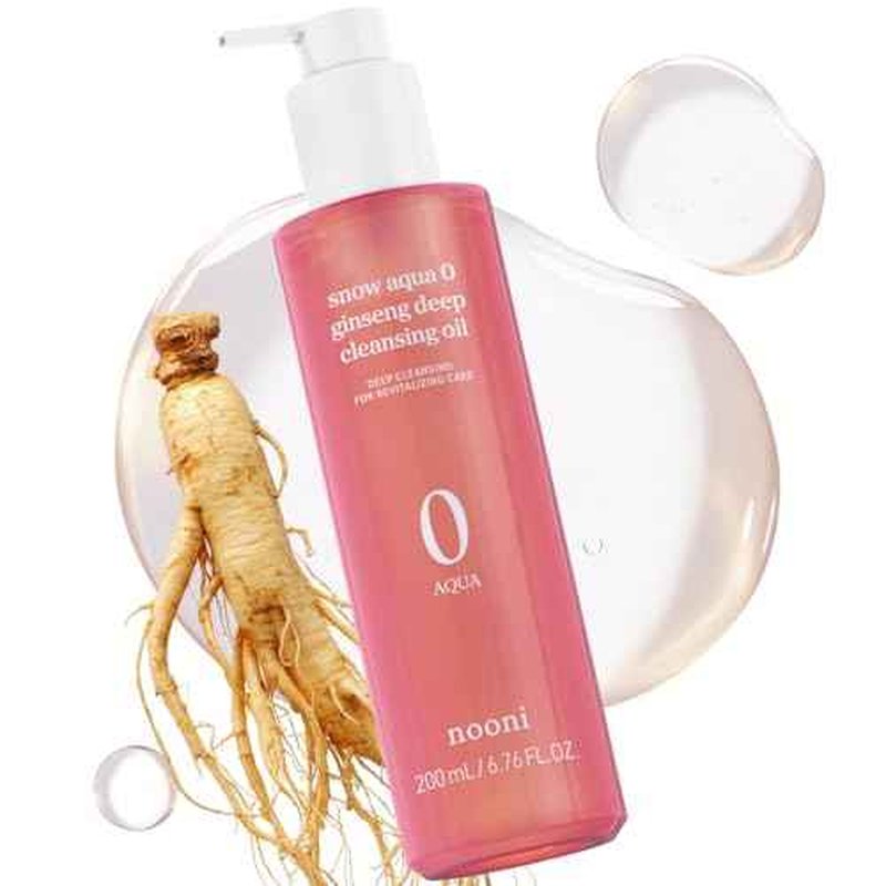 NOONI Korean Cleansing Oil - Snow Aqua 0 Ginseng Deep Cleansing Oil | Makeup Blackhead Remover, Pore Care Control, Glass Skin, Control Sebum, Revitalizing Care, Stocking Stuffers For Women, 6.76 Fl Oz