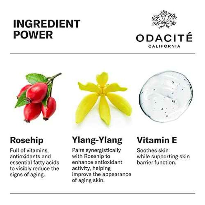Odacit? Anti Aging Serum Concentrate with Rosehip + Ylang-Ylang - Lightweight Facial Serum For Mature Skin, Fine Lines, Nourishes for Look of Plump, Youthful Skin - 0.17 Fl. Oz