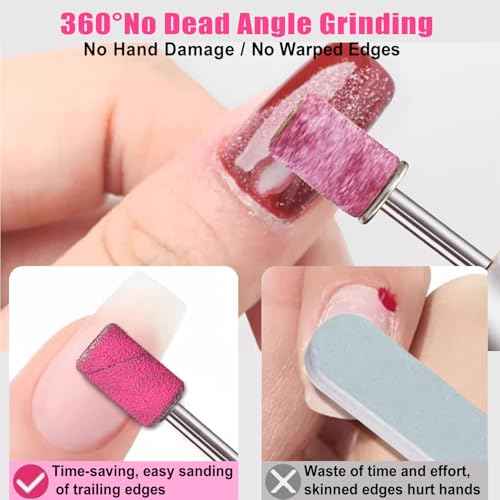 Nail Drill Bits, 135 Pcs Sanding Bands for Nail Drill, Nail Tips for Drill Bits Nail Tech, Mix 80#120#180#240# Fine Grit File Sanding Bands for Acrylic Gel Manicures Pedicure