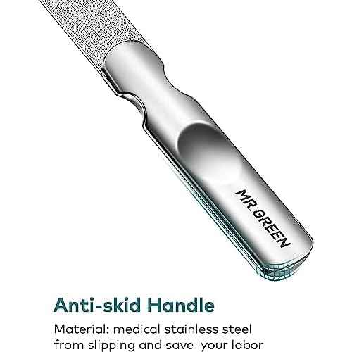 Stainless Steel Nail File with Anti-Slip Handle and Leather Case, Double Sided and Files Nails Easily for Men and Woman