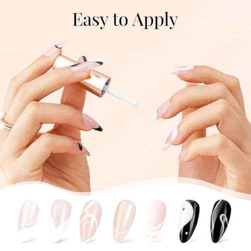 beetles Gel Polish Swirl Nail Art White Gel Liner Nail Polish 1 pcs 7ml Classic White Color Nails Art Paint for Thin French Tip Line Soak off Uv Lamp Manicure Salon