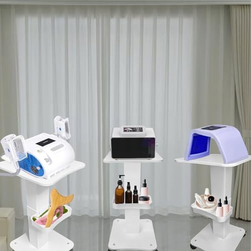 Esthetician Cart, 3 Tier Beauty Rolling Trolley with Rotation Wheels, Aluminum Alloy Tray Rolling Cart for Hair Salon, Spa Salon Beauty Machine Storage