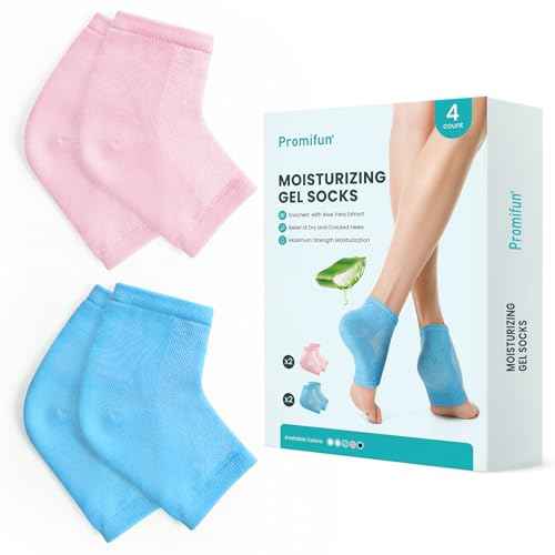 Moisturizing Heel Socks for Cracked Heel Treatment - Promifun 2 Pairs Moisturizer Socks for Dry Cracked Feet - Cracked Heel Repair - Heel Socks for Women & Men (Blue & Pink)