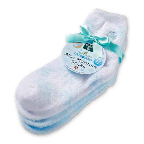 Earth Therapeutics Thera-Soft Aloe/Vitamin E Moisturizing Socks, Baby Blue/Snowflakes: 2 Pairs