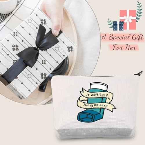 JXGZSO Asthma inhaler Bag It Ain't Easy Being Wheezy Organization Bag Respiratory Therapist Gifts