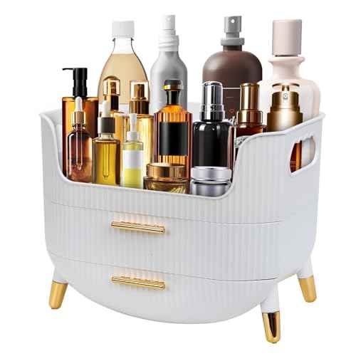 Makeup Organizer with Drawers,Skincare Plastic Storage for Vanity,Large Cosmetic Display case for Dresser with Handle,Large Capacity Bathroom Countertop