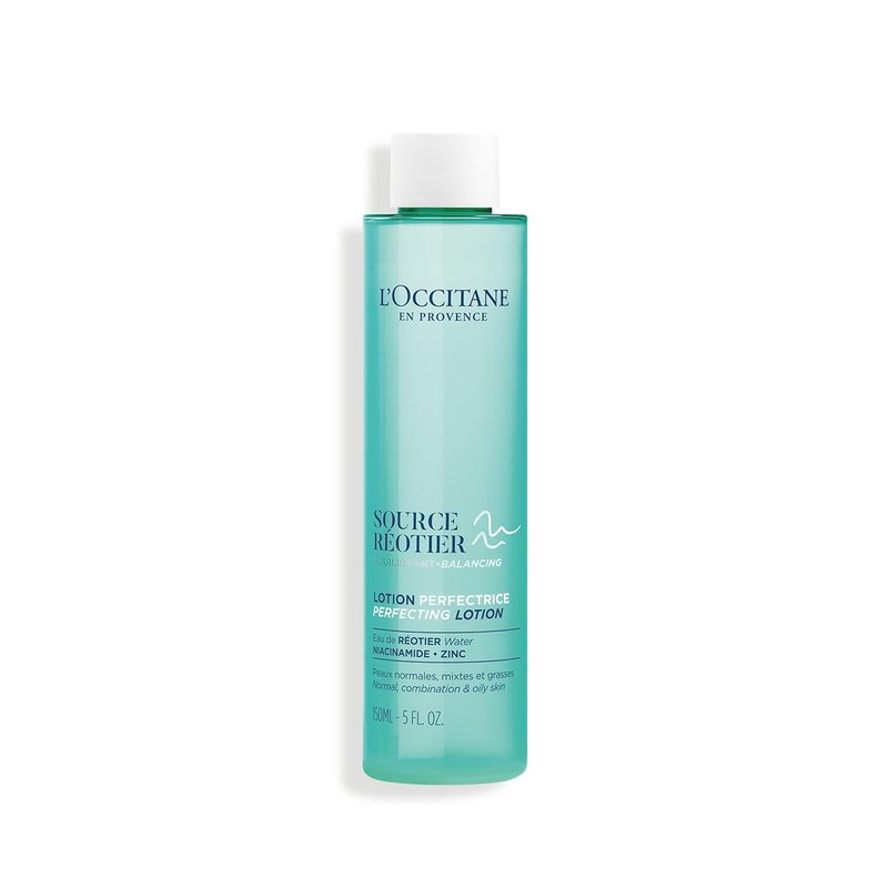 L'OCCITANE Source Reotier Perfecting Lotion: Balance & Tone Skin with Hyaluronic Acid, Remove Excess Sebum, 5 Fl. Oz