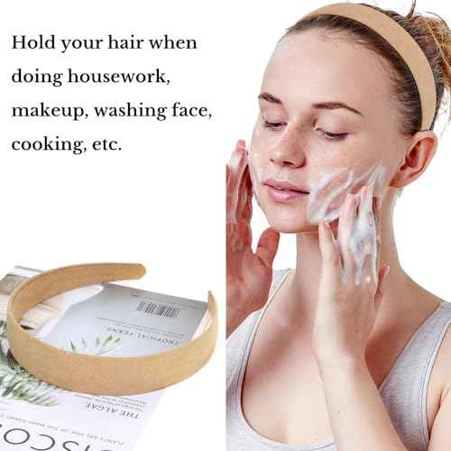 Wecoe 10pcs Suede Like Wide Headbands - Non Slip Fashion DIY Costume Hair Accessories for Women & Girls - Neutral, White, Grey, Yellow, Blue, Brown