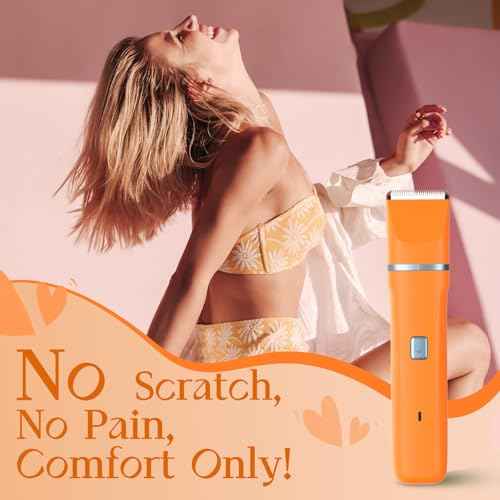 Facial Hair Removal for Women - Waterproof 2 in1 Rechargeable Eyebrow Facial Trimmer and Bikini Trimmer for Women, Painless Face Electric Razor/Shaver for Lip, Arms, Face, Peach Fuzz