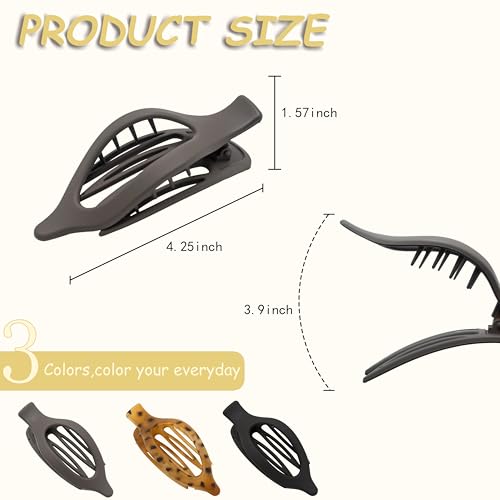 Flat Claw Clips for Women, Large Duckbill French Hair Clips, 6 Pack Non-Slip Matte Hair Accessories for Thick & Thin Hair