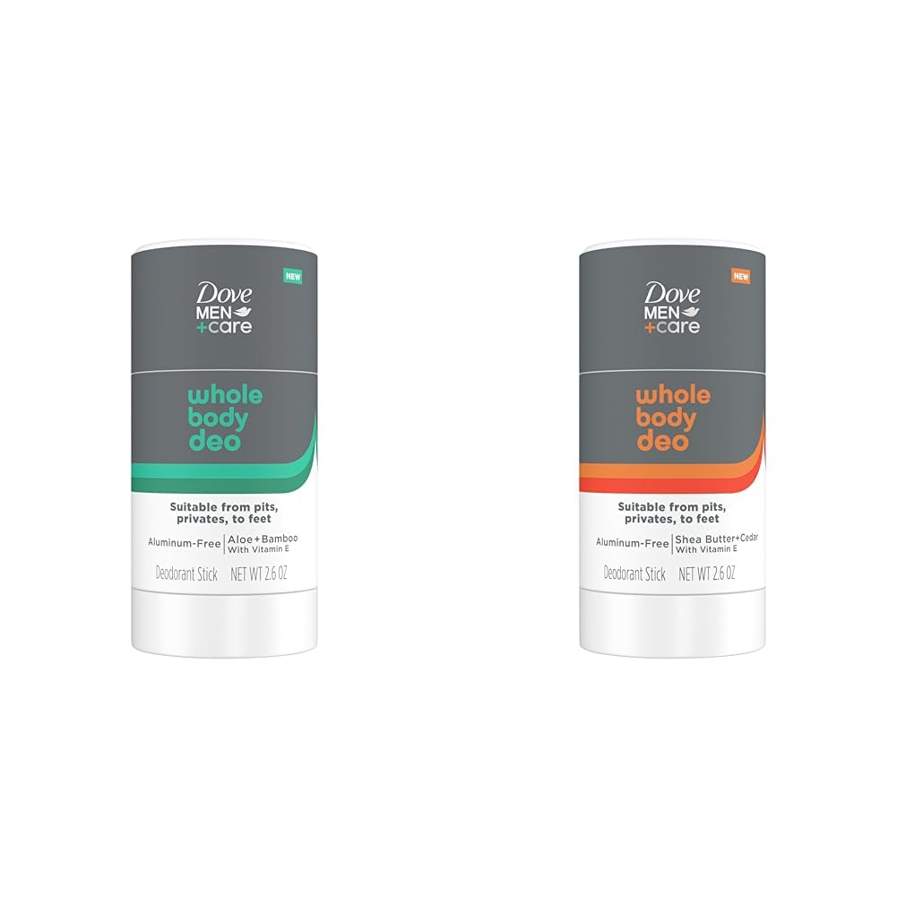 Dove Men+Care Whole Body Deodorant Stick Bundle with Aloe + Bamboo and Shea Butter + Cedar, 2.6 oz Each