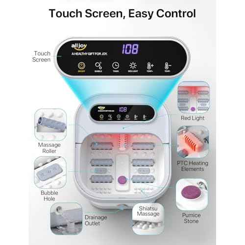 ALLJOY Foot Spa Bath Massager with Heat, Collapsible Foot Massager Spa Soaking Tub with Bubbles, Pumice Stone, Timer, 6 Shiatsu Massage Rollers Pedicure FootSpa for Relaxation, Gifts for Dad, Mom