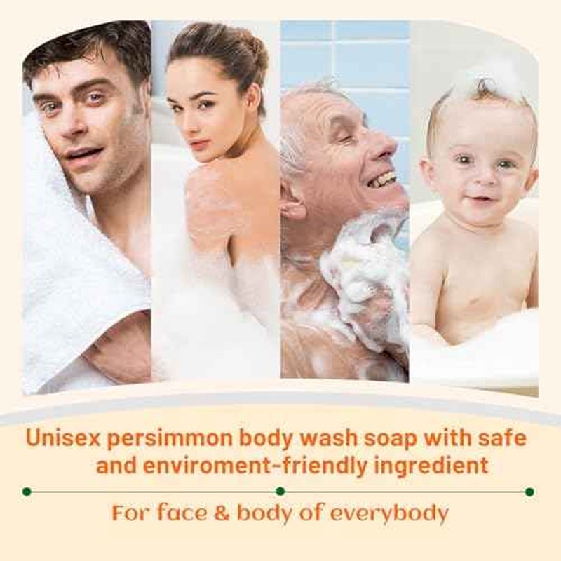 3Pack Natural Persimmon Soap Bar for Body Odor Control, Organic Deodorant Body Persimmon Bar Soap for Old People Smell, Remove Odor Bath Body Wash for Women & Men