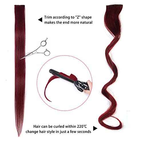 burgundy hair extensions 18 Inches 5 Pcs Colored Party Highlights Straight Hair Clip in Human Hair Extensions in Multiple Colors