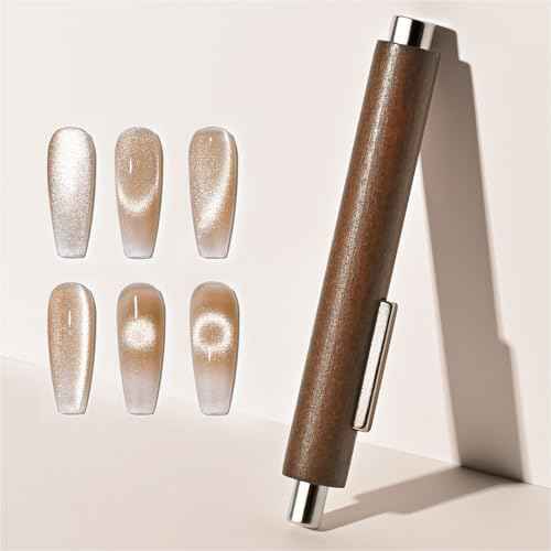 GAOY 3-in-1 Cat Eye Magnet for Nails, Cigar Shape Nail Magnet, Multi-Function Nail Magnets for Nail Art DIY at Home, Brown