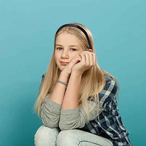 36 Pcs Black Plastic Headbands with Teeth Comb for Women Girls,9mm Hard Plain Thin Hair Bands DIY Accessories for Lady,Sold