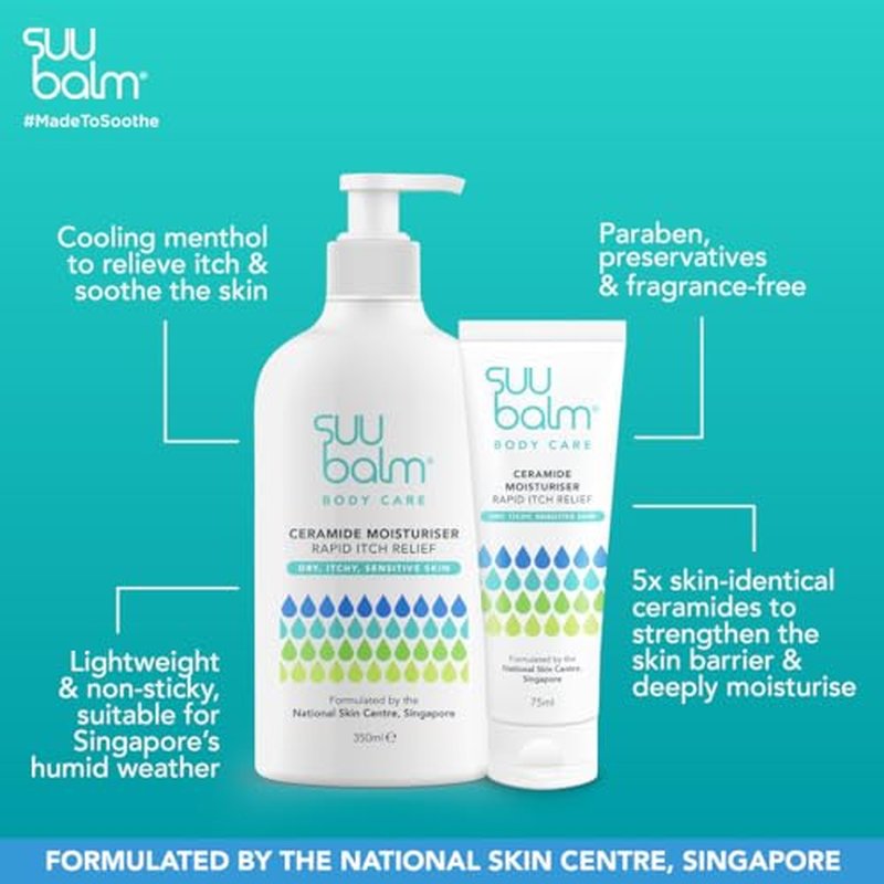 Suu Balm Intense Itch Relief Cream, Anti Itch Lotion for Sensitive Skin, Eczema, Psoriasis & Extreme, Very Severe & Dry Skin, Derm Formula, Menthol & Ceramides, 11.83 fl oz
