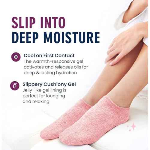 Dr. Frederick¡¯s Original Moisturizing Gel Socks for Men & Women ? Dry Feet & Cracked Heel Treatment ? Full Foot Gel Lining with Mango Butter, Shea Butter, Jojoba & Coconut Oil ? Plush Pink