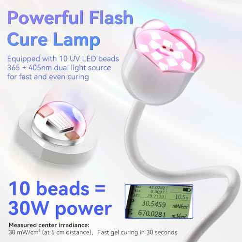 Makartt Mini UV Light for Gel Nails Polish Luminoza 30W Rechargeable LED Nail Dryer Lamp with 4 Timers & Auto Sensor, Fast Curing Goosenecks Lamp for Home DIY Manicure, Black & White