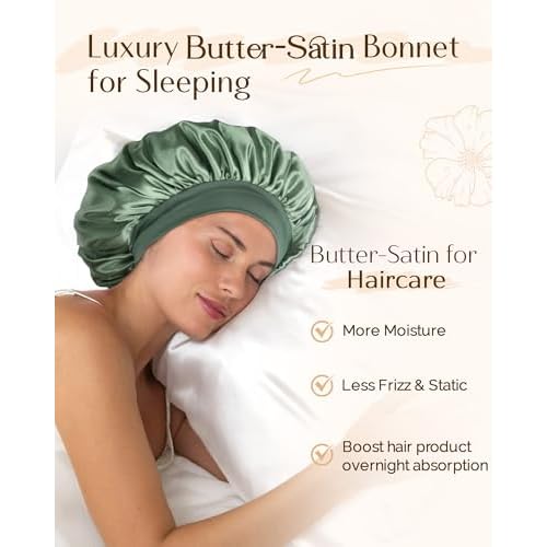 YANIBEST Silk Bonnet for Sleeping Women, Double Layer Hair Satin Bonnets with Elastic Band, Sleep Cap Curly Natural Hair