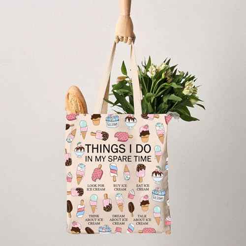 G2TUP Popsicle Lover Gift My Spare Time Ice Cream Tote Bag Soft ServeHandbag Foodie Gelato Lover Funny Dessert Lover Gift
