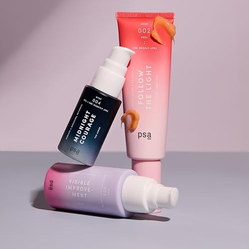 PSA - FOLLOW THE LIGHT Multi Acids & Vitamin C Peel | Glycolic + Lactic Acid, Vitamin C, Pomegranate Enzymes | Suitable for All Skin Types (50 mL | 1.7 oz)