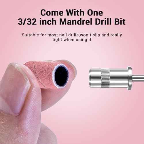 MelodySusie 100 Pcs Nail Drill Bits Sanding Bands for Nail Drill 180 Fine Grit Nail File Sanding Bands for Acrylic Nails Gel Manicures and Pedicure