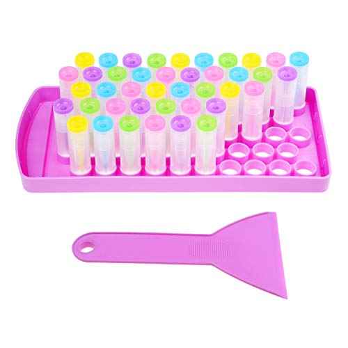 Kare & Kind Lip Balm Crafting Kit - Filling Tray and Spatula - 50 Empty Tubes with Caps (10x5 Colors) - 3/16 Oz (5.5 ml) - 50 Writeable and 50 Printed Stickers - DIY Kit