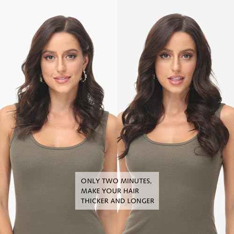 Rose bud Clip in Hair Extensions Real Human Hair 7Pcs 16Clips 18Inch 150g Natural Thick Hair Extensions Human Hair Medium Brown to Dark Blonde