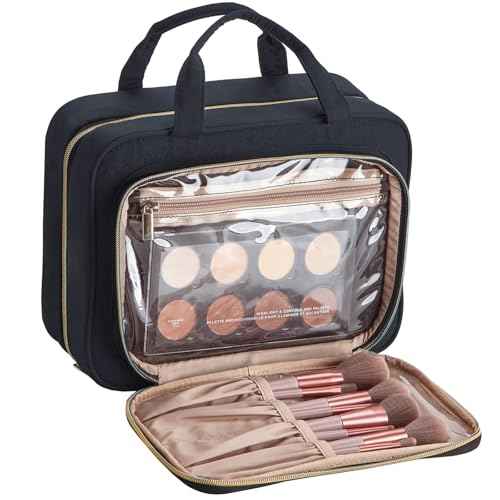 NISHEL Hanging Travel Toiletry Bag, Visible Makeup Organizer, Cosmetic Case for Journey Accessories, Bathroom Shower, Black