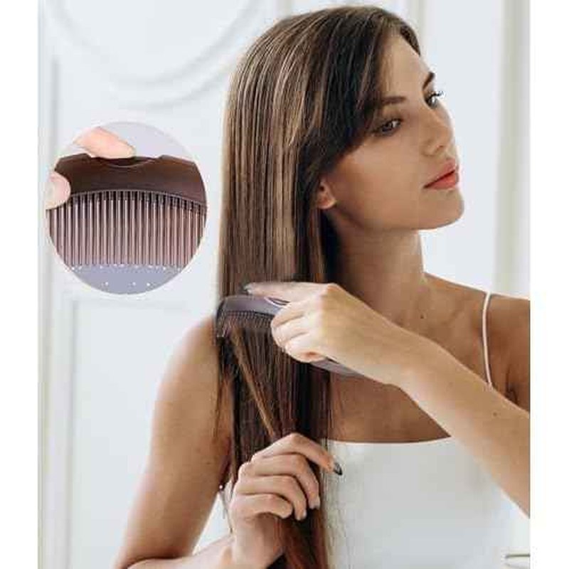 Dandruff Comb Fine Tooth Scalp Detox Comb Lice for Women, Men & Kids Stainless Steel Scalp Detoxing, Sweep & Massage Hair Brush Tool for Hair Care (Brown+Red)