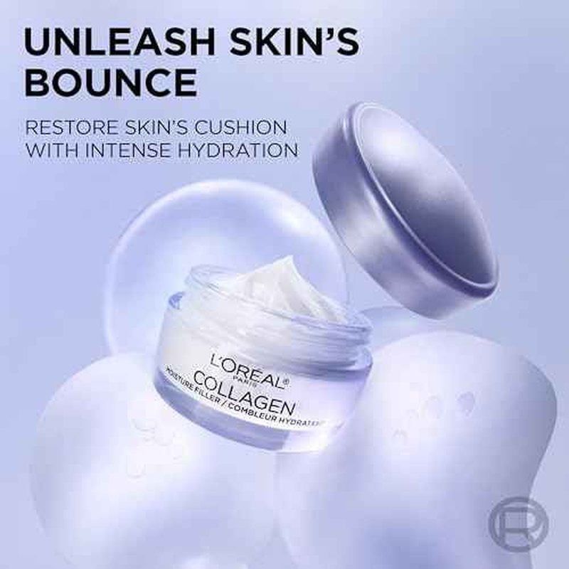 L'Oreal Paris Collagen Moisture Filler Facial Moisturizer, Anti Aging Face Cream, Non-Greasy Skin Care Formula For Up to 48HR Hydration, 1.7 oz