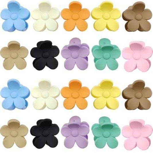 20PCS 1.57inch Cute Flower Claw Clips, Small Jaw Clips for Women Girls Thin/Medium/Thick Hair, 10 Colors Nonslip Strong Hold Clamps Catch Barrettes Hair Accessories
