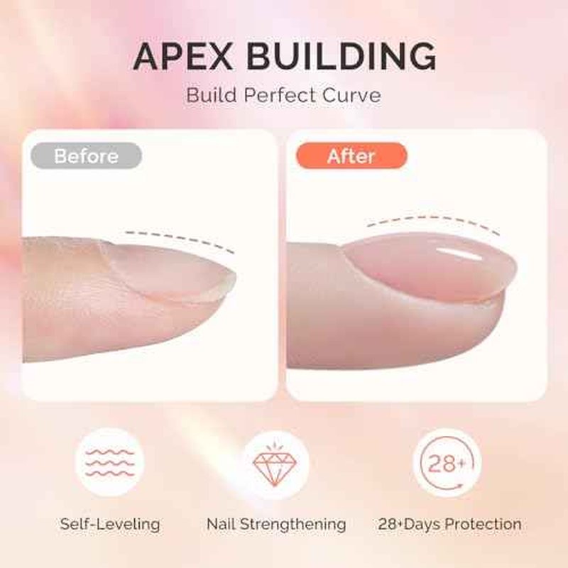 MelodySusie 2PCS 15ML Clear Builder Nail Base Gel for Nails Thickening,Soak Off UV Extension Gel,Rhinestone Nail Glue in a Bottle for Nail Art Design Gift for Women