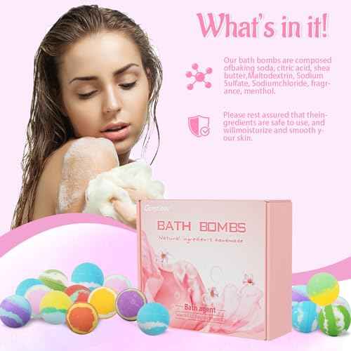 5.3 OZ Extra Large Bath Bombs Gift Set for Women, Girlfriend, Her, Girls, 12 Pcs XXL Organic Natural Handmade Bathbombs for Skin Moisturizing, Bubble Spa Bath, Mothers Day Gift for Wife