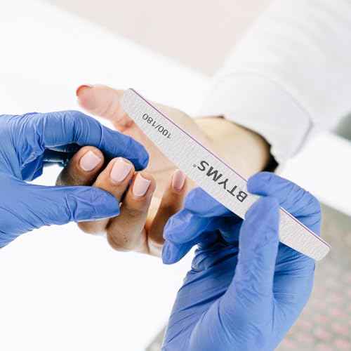 BTYMS 25Pcs 100/180 Grit Nail File and Buffer Professional Double-Sided Emery Boards for Acrylic, Gel & Natural Nails