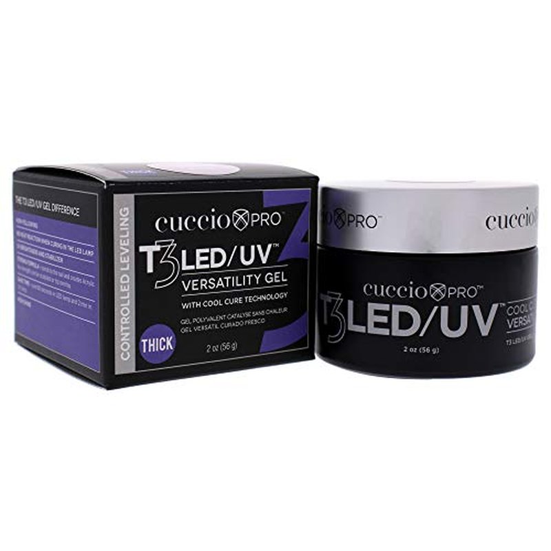 Cuccio Pro T3 LED/UV Cool Cure Versatility Gel - Controlled Levelling - Incredibly Flexible - Strong Adhesion - Thick Viscosity - Fast Application - Quick Cure - Pink - 2 Oz Nail Gel
