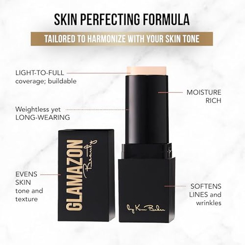 Glamazon Second to None Foundation Stick, Praline Dream, Light-to-Full Coverage, Weightless Makeup With a Glowy Natural Finish