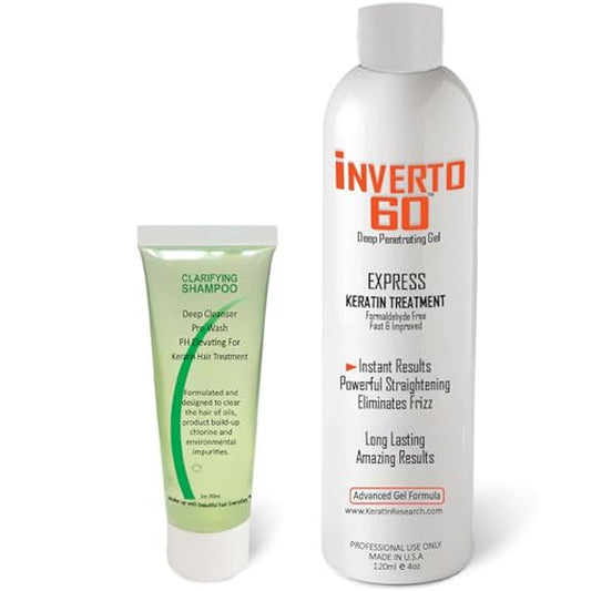 INVERTO 60 Advanced Gel Complex Brazilian Keratin Hair Blowout Treatment Formaldehyde Free Straightening Smoothing and Repairing Damaged Hair Keratin Research (Average Hair-120ml)