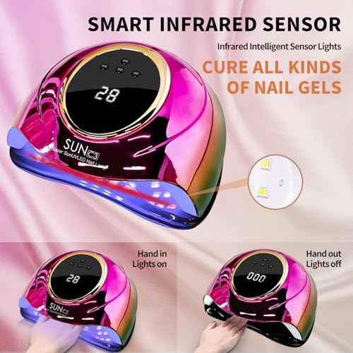 Professional UV Light for Gel Nails - 63 LED Beads with Auto Sensor & 4 Timer Settings, High-Power LED/UV Lamp for Fast Curing, Salon & Home Gel Polish Dryer