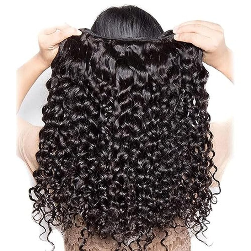 Deep Wave Bundles Human Hair 10A Brazilian Virgin Human Hair Bundles 100% Unprocessed 10 12 14 Inch Water Wave Bundles Double Weft Deep Curly Weave 3 Bundles Natural Color