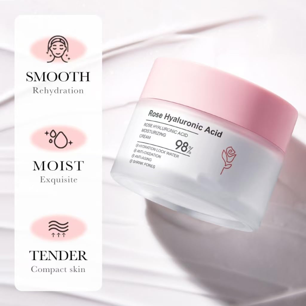 ULELA DIKML Skin Care Moisturiser Rose Hyaluronic Acid Nourishing Cream Hydrates and Brightens Nourishing and Firming Face Cream