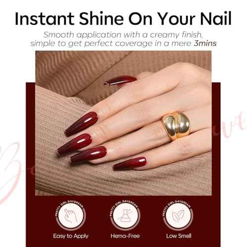 modelones Red Gel Nail Polish Set 6 Colors Christmas Burgundy Cherry Dark Red Cat Eye Glitter Color Changing Hema-Free Gel Polish Kit with Magnet Soak Off Nail Art DIY New Year Thanksgiving Gifts