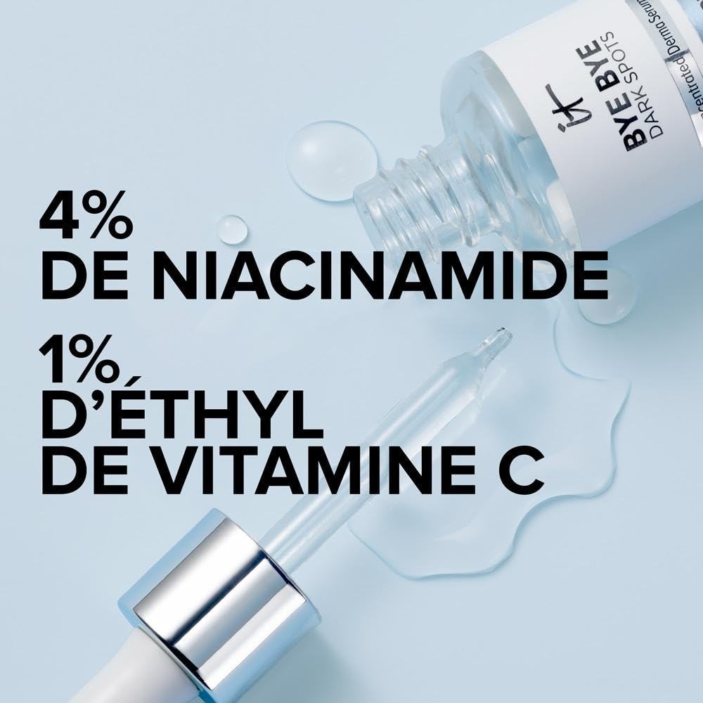IT Cosmetics Bye Bye Dark Spots 4% Niacinamide Serum - Visibly Reduces Dark Spots & Improves Skin Clarity In 8 Weeks - Facial Serum with 1% Ethyl Vitamin C - For All Skin Types - 1 Fl. Oz