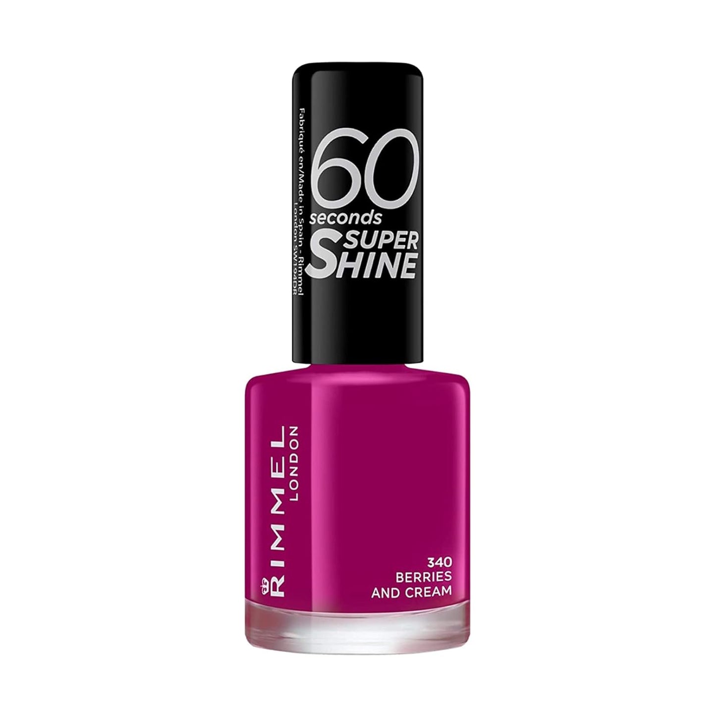 Rimmel London Nail Lacquer - 60 Seconds Super Shine in Berries and Cream | Fast-Drying, Long-Lasting Color