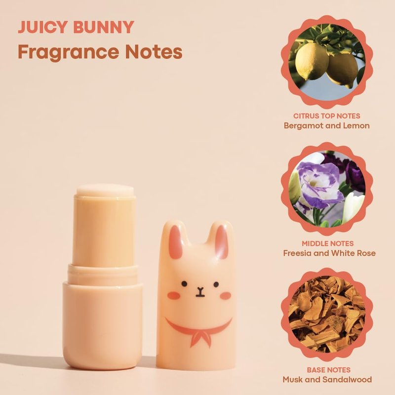 TONYMOLY Juicy Bunny Solid Perfume Stick for Women - Long-Lasting Fruity Floral Scent | Travel Size K-Beauty Gift