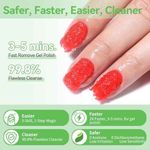 BORN PRETTY Gel Nail Polish Remover, 2 Pack Professional Gel Polish Remover for Nails, Quick & Easy Polish Remover In 3-5 Minutes, No Need for Foil Soak Or Wrap