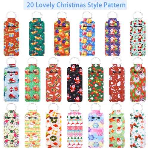 Duufin 20 Pieces Chapstick Keychain Holder Lip Balm Holder Lipstick Holder with 20 Pieces Metal Clip Cords for Purse Backpack