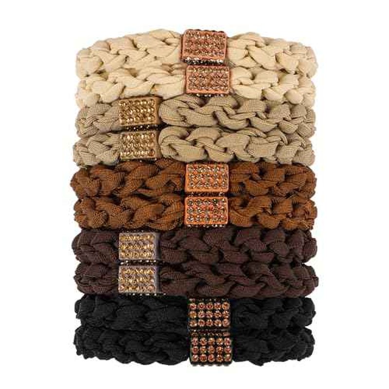 10Pcs Stylish Women Hair Ties, 5 Colors for Hair Bands, 2.36 Inch Diameter Hair Tie for Thick Hair High Ponytail Holders