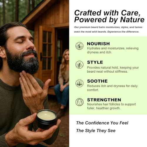 Biotin Beard Growth Balm for Men ? Conditioning & Thickening Balm with Castor, Shea & Jojoba Oils ? Non-Greasy, Softens & Nourishes for Fuller, Thicker Facial Hair ? Unscented ? 2 oz